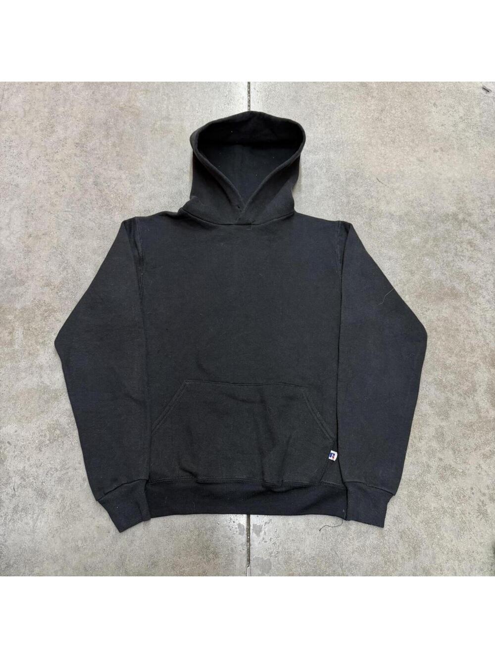 vintage russell athletics made in usa black blank hoodie size small
